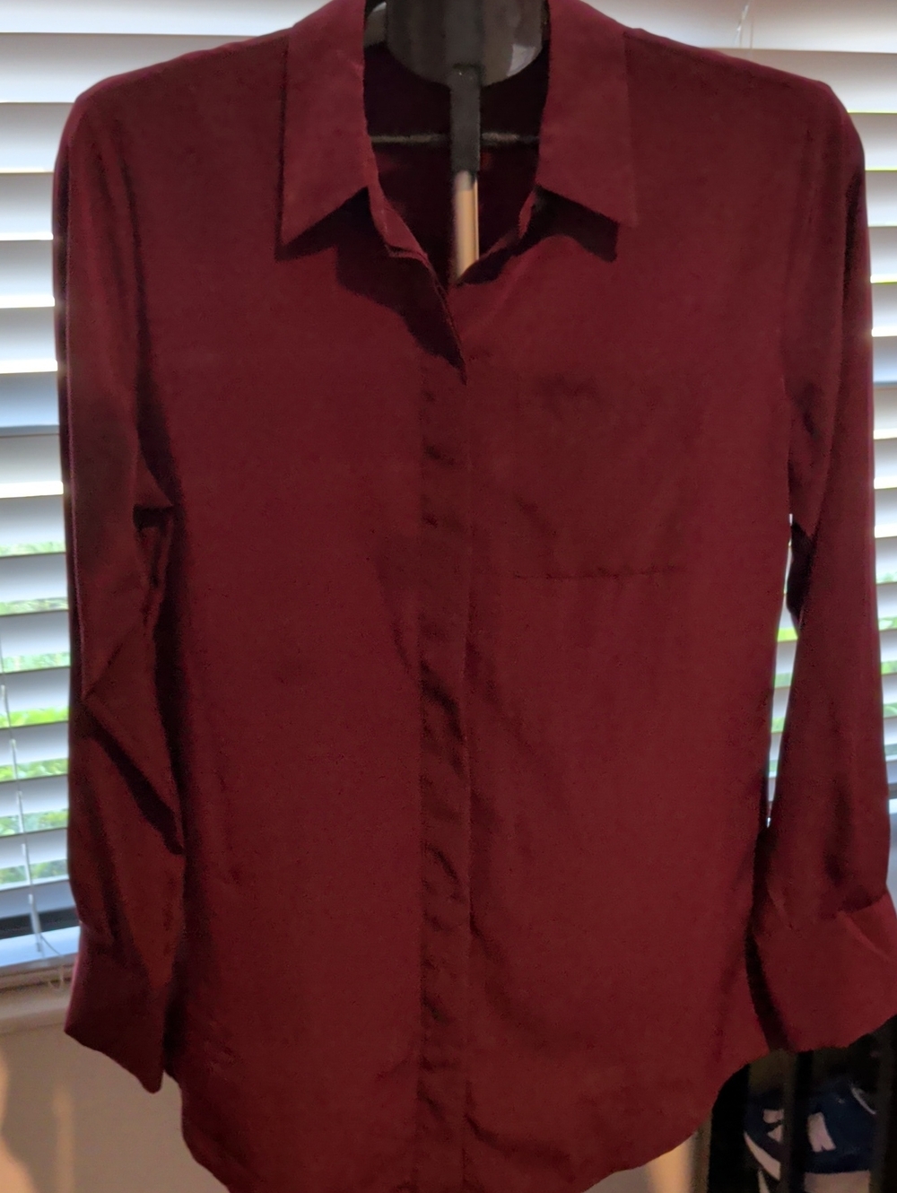Nine West Deep Wine Button-Down Shirt